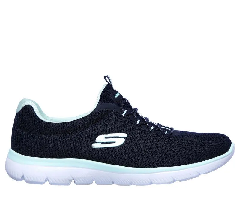 Skechers 12980 Summits Slip-On-Sport-Sneakers für Damen, weite Passform, Marineblau/Aqua