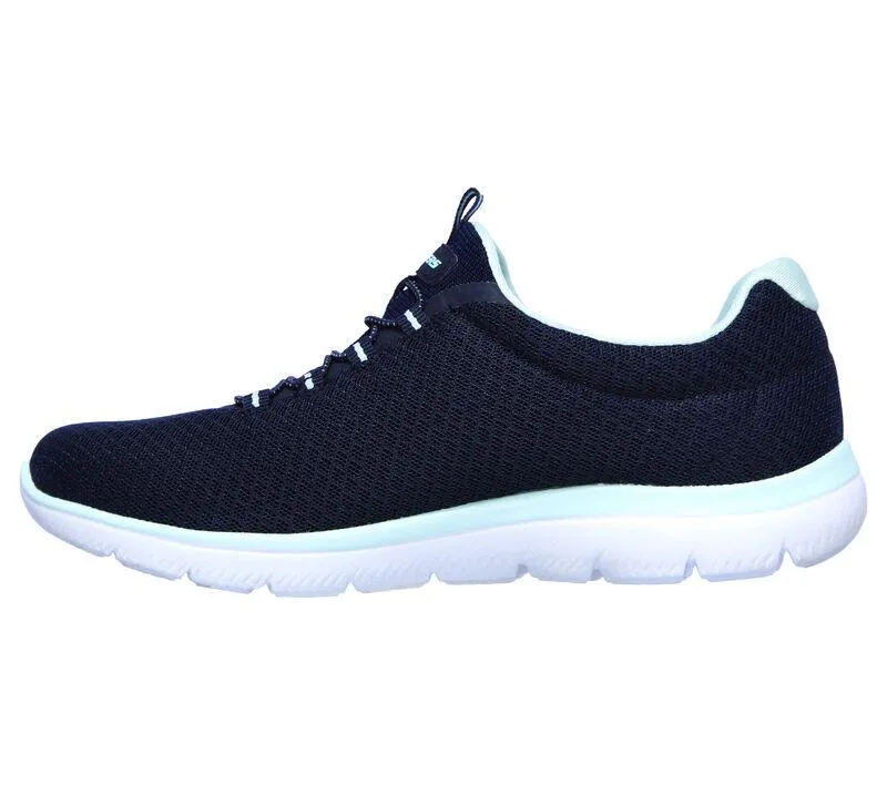 Skechers 12980 Summits Slip-On-Sport-Sneakers für Damen, weite Passform, Marineblau/Aqua