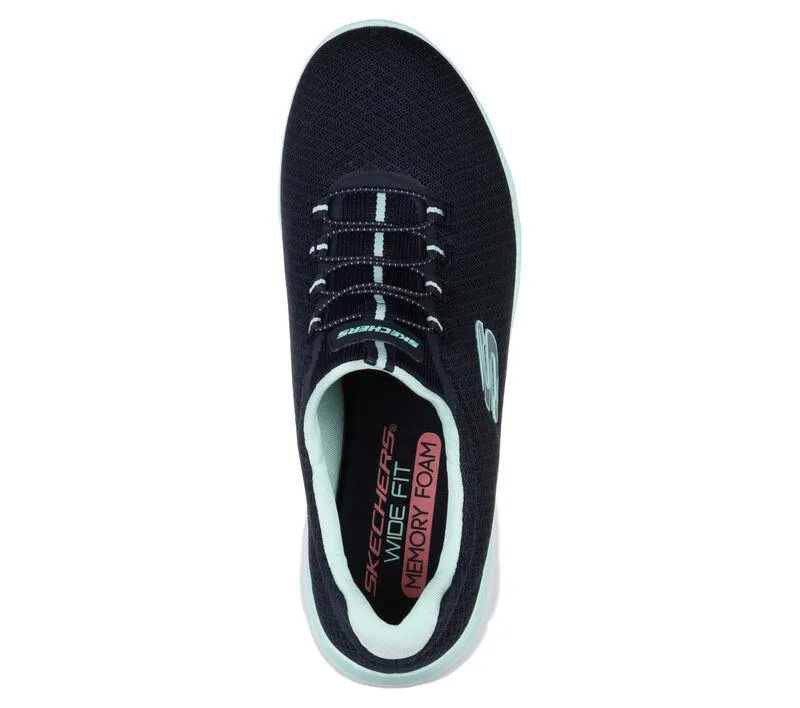 Skechers 12980 Summits Slip-On-Sport-Sneakers für Damen, weite Passform, Marineblau/Aqua