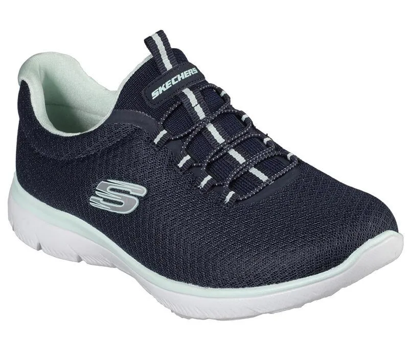 Skechers 12980 Summits Slip-On-Sport-Sneakers für Damen, weite Passform, Marineblau/Aqua
