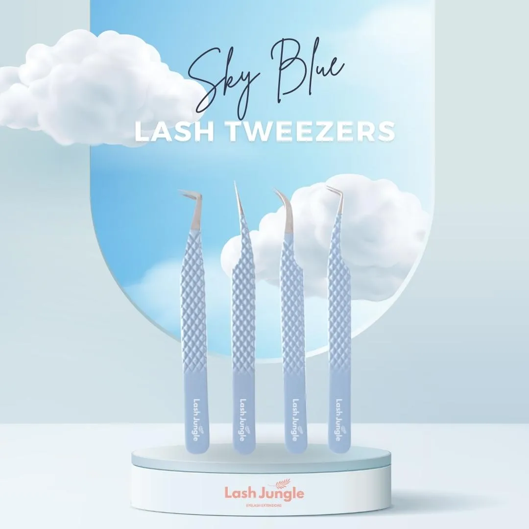 Sky Blue Lash Tweezers – Slim Boot