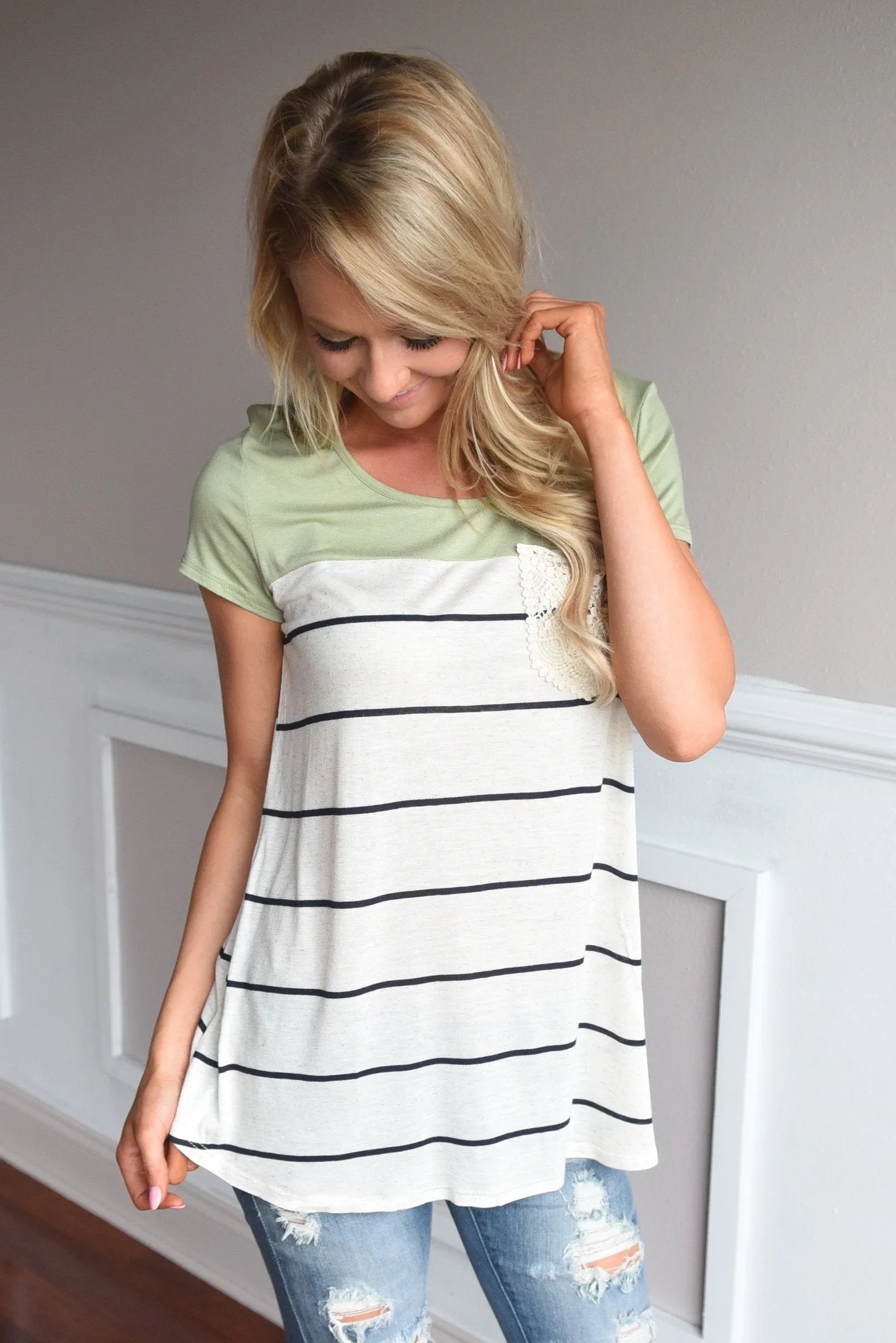 Soft and Sweet Top ~ Light Olive