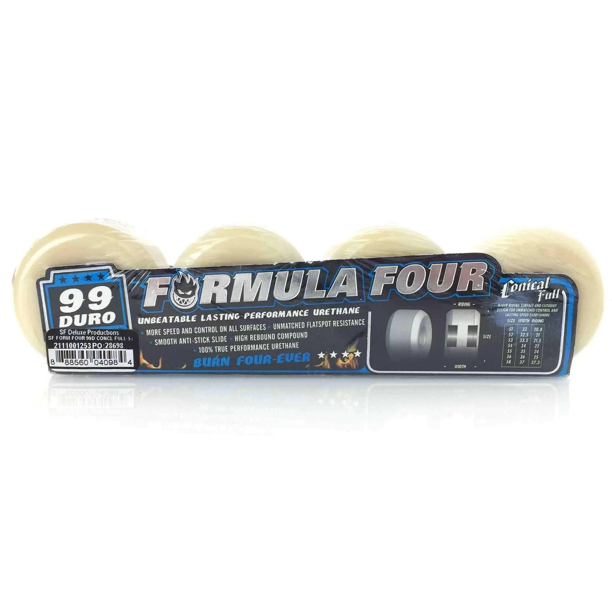Spitfire Formula Four Conical Full 99 Duro Skateboard Wheels 53mm