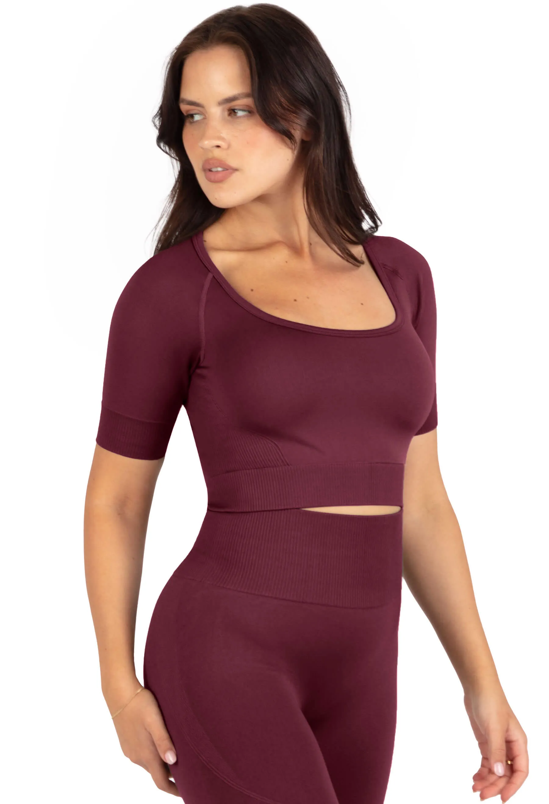 Square Neck Short Sleeve Crop Top - 3 Pack