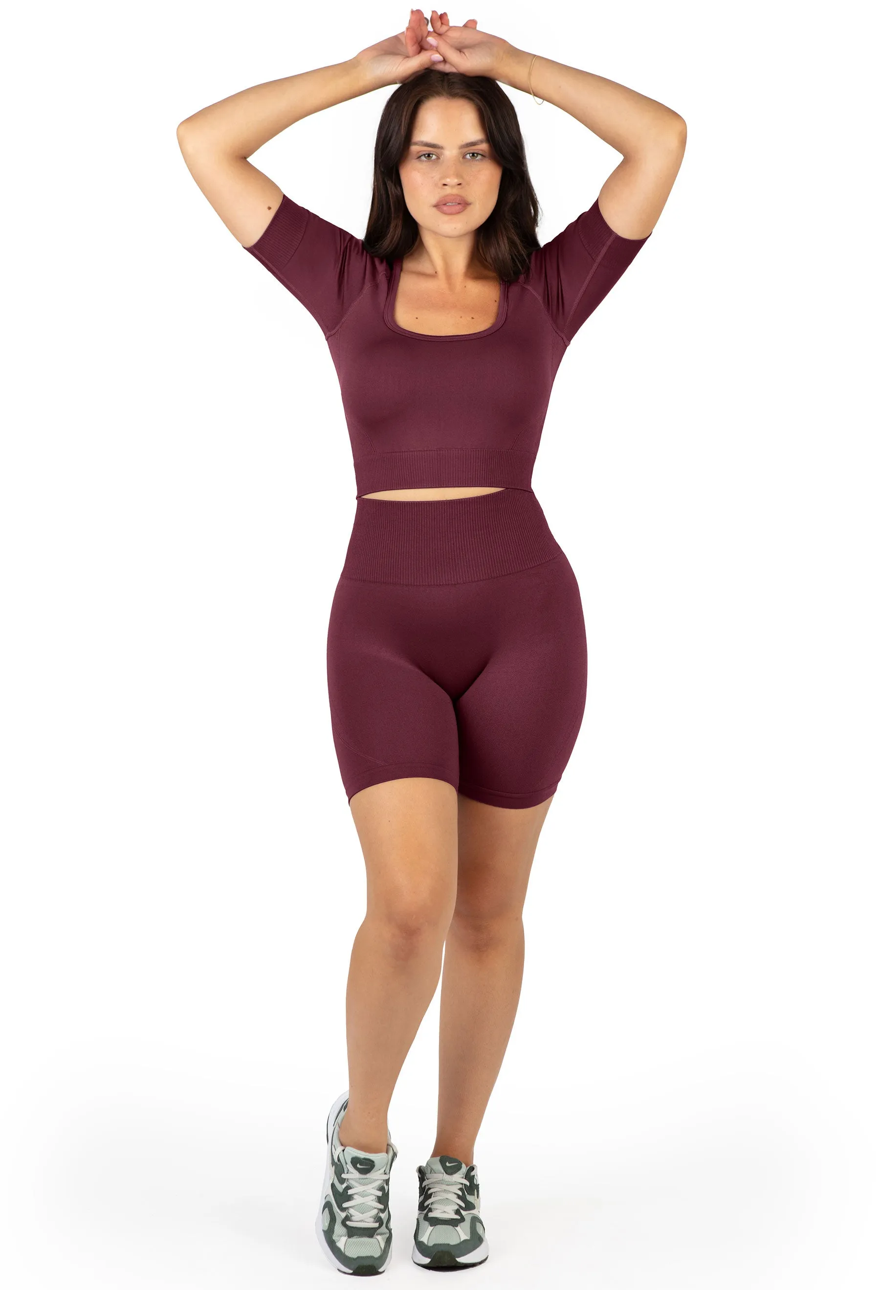 Square Neck Short Sleeve Crop Top - 3 Pack