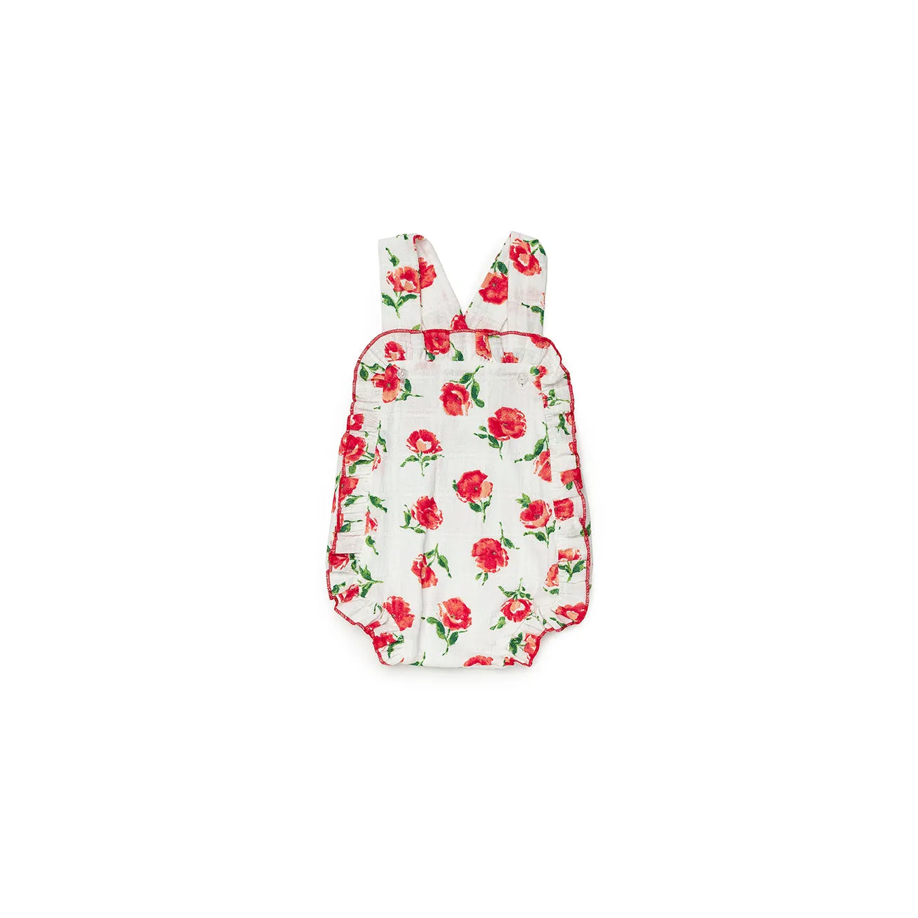 SS24 Juliana Baby Girls White & Red Rose Romper