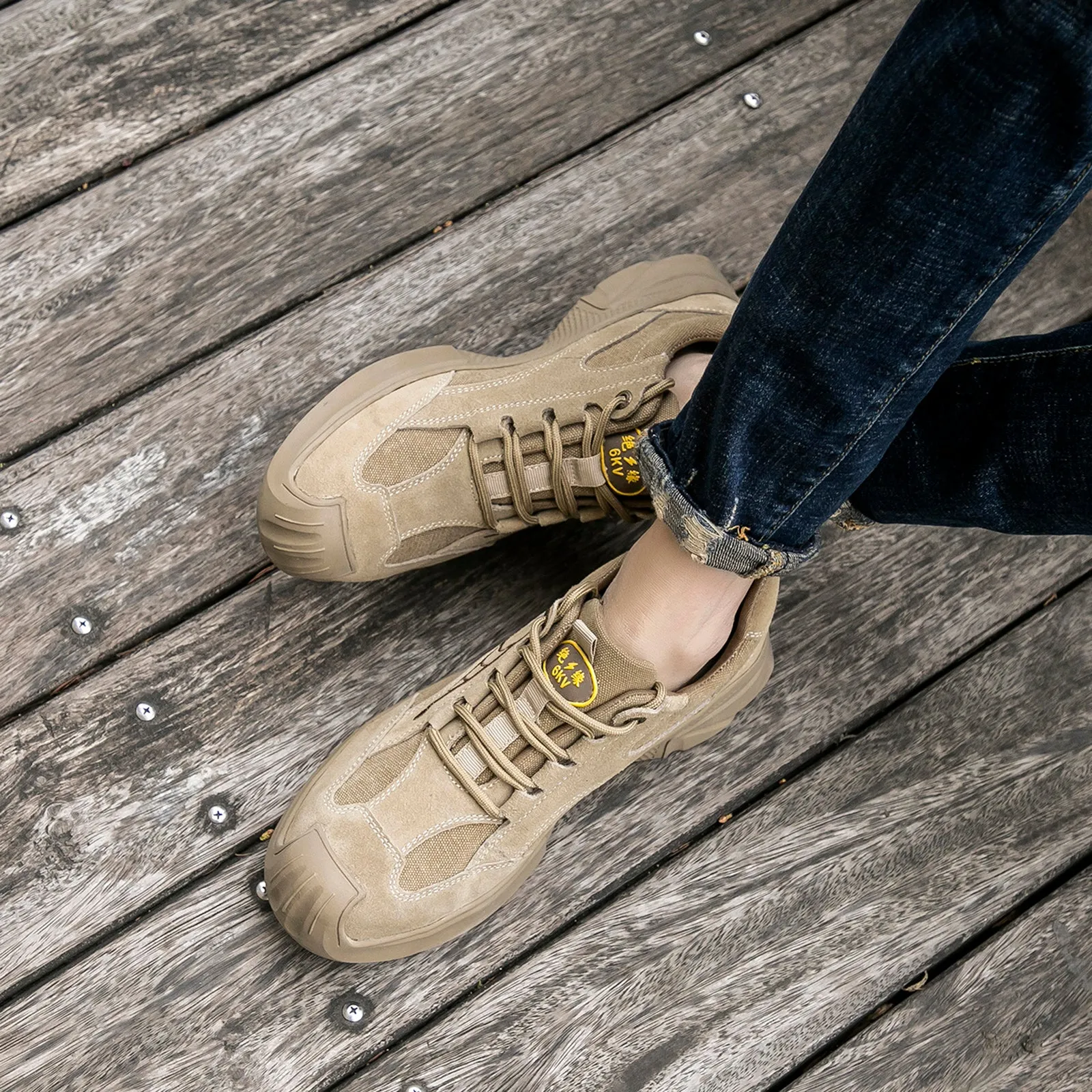 Steel Toe Anti-Puncture Boots for Men Slip Resistant Work Boot with Leather Upper Durable Sneakers for Women Construction Footwear