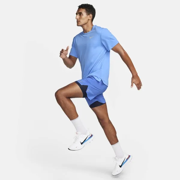 T SHIRT NIKE DRY-FIT RUN MAGLIA UOMO MAN TEE RUNNING AZZURRA