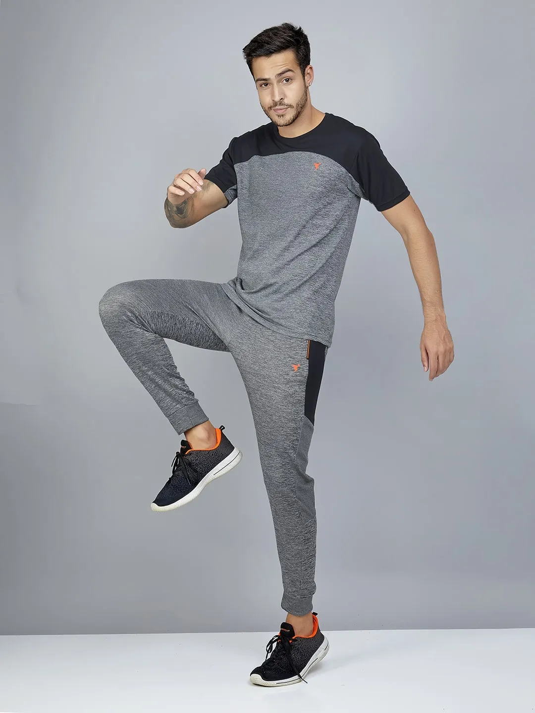 Technosport Men's Self Design Melange Active Quick Dry Running Joggers