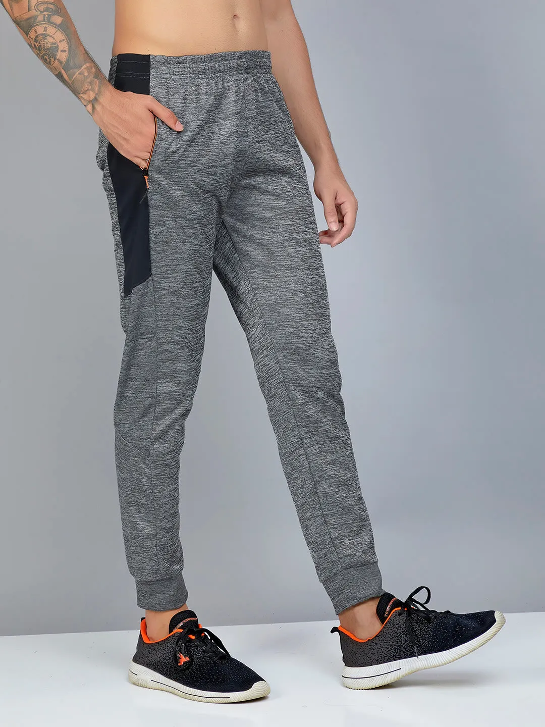 Technosport Men's Self Design Melange Active Quick Dry Running Joggers