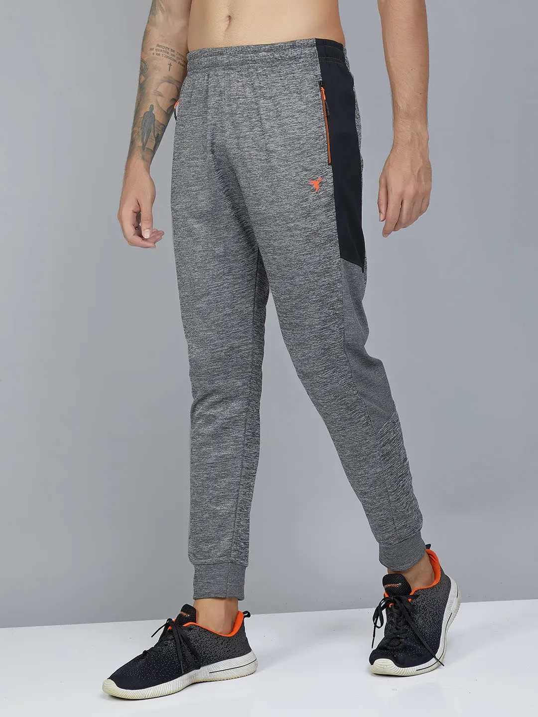 Technosport Men's Self Design Melange Active Quick Dry Running Joggers