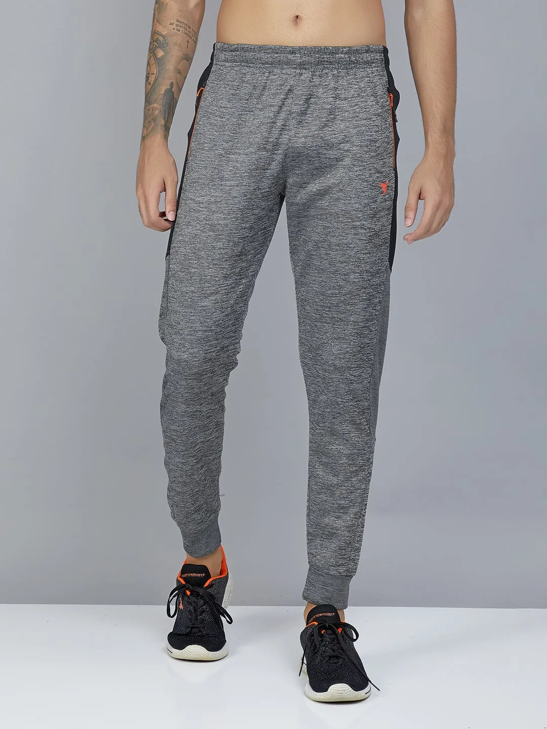 Technosport Men's Self Design Melange Active Quick Dry Running Joggers