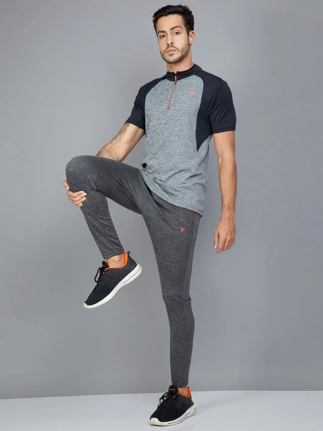 Technosport Men's Self Design Melange Active Quick Dry Running Trackpant