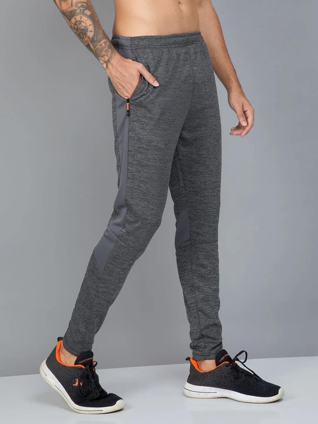 Technosport Men's Self Design Melange Active Quick Dry Running Trackpant
