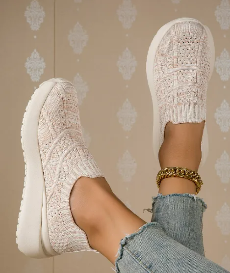 Textured Knit Slip-On Sneakers