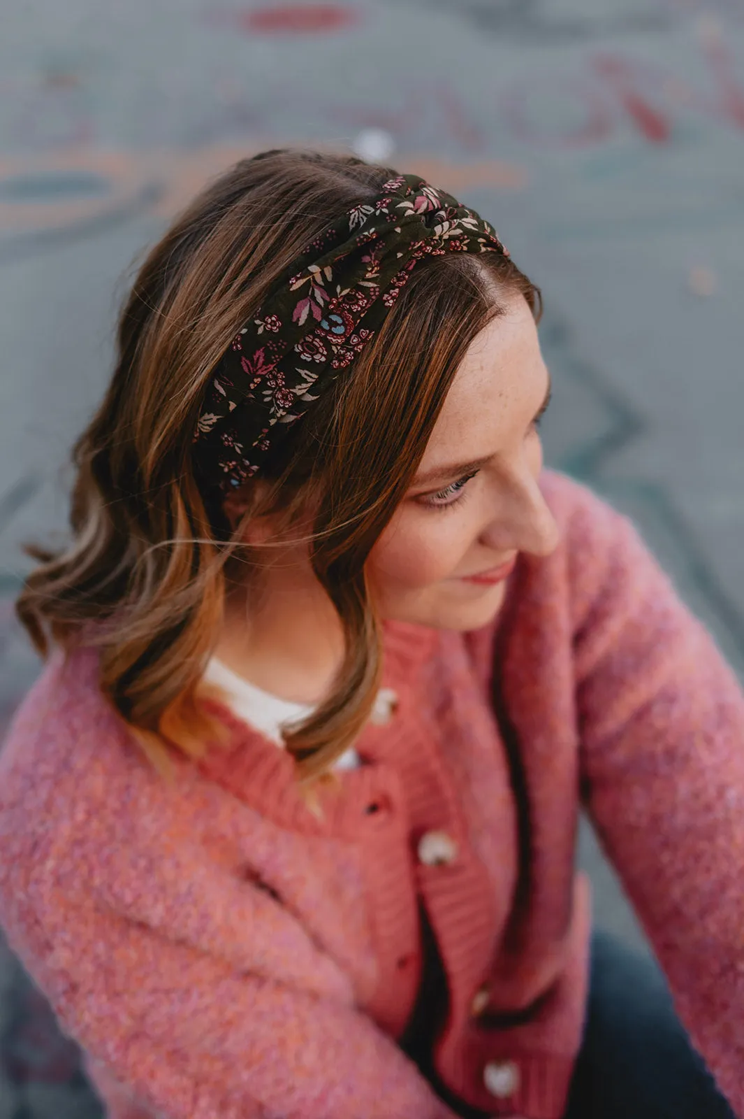 The Floral Print Hairband - Olive