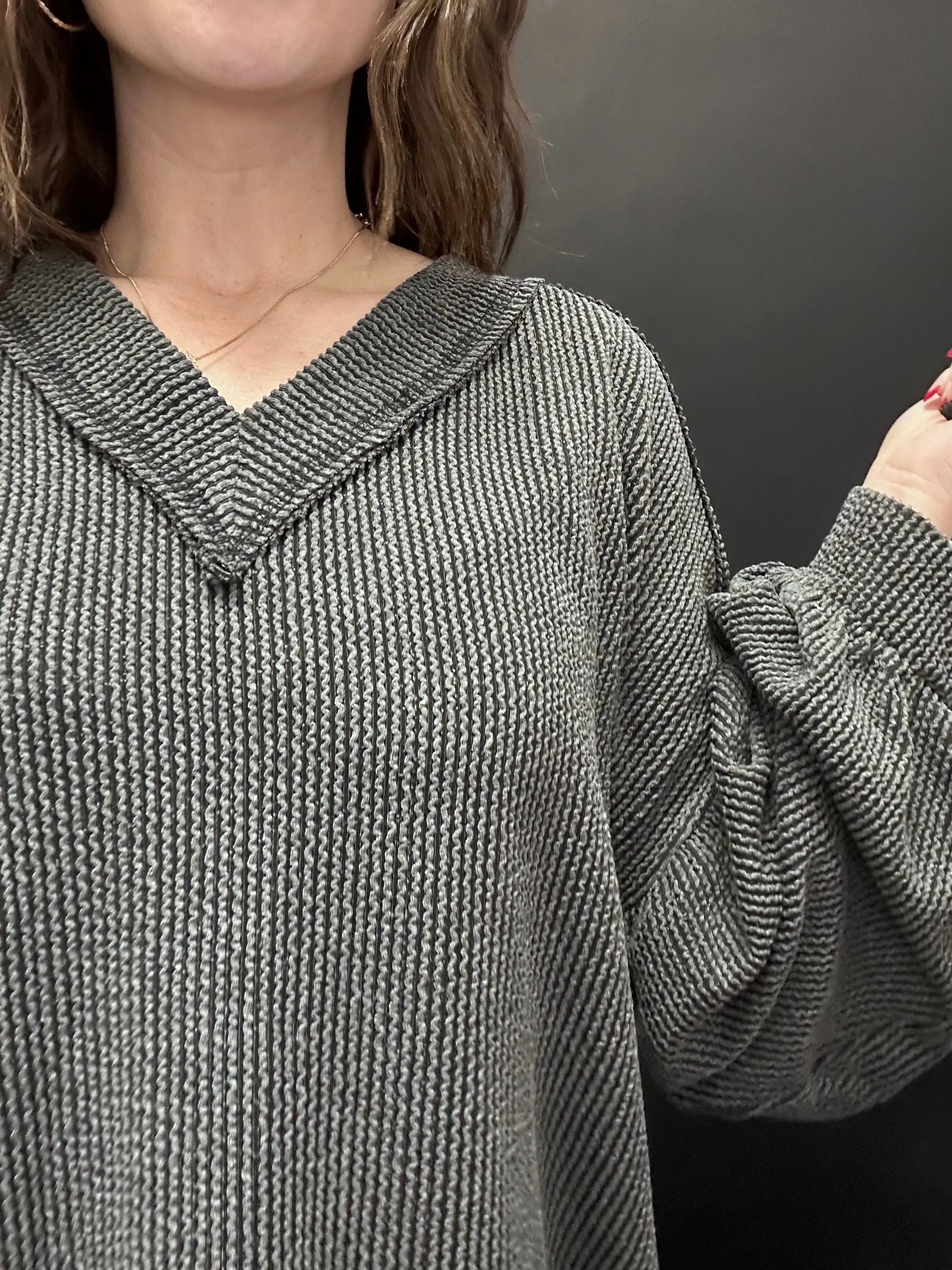 The Stephanie Two Tone Ribbed Top