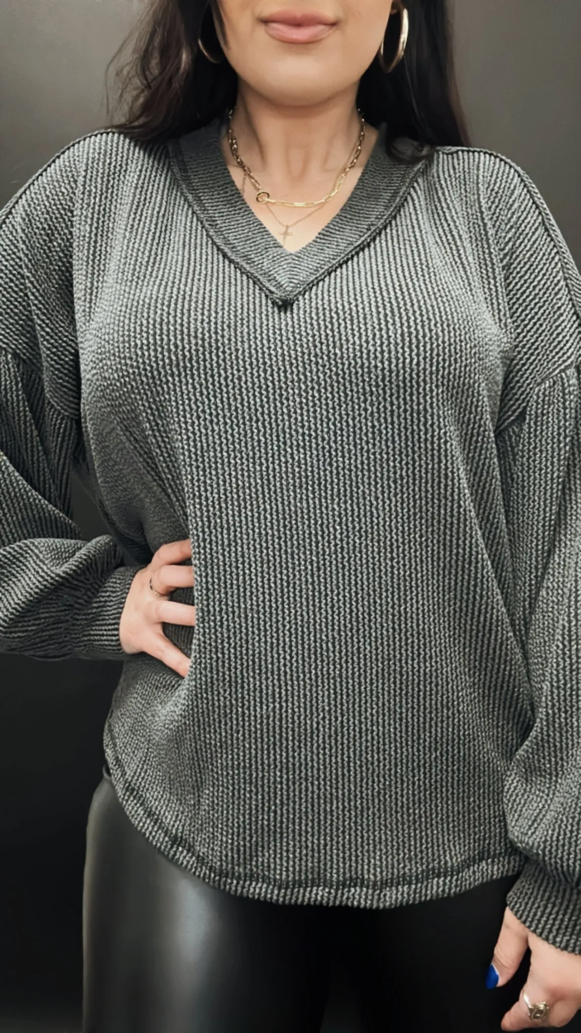 The Stephanie Two Tone Ribbed Top