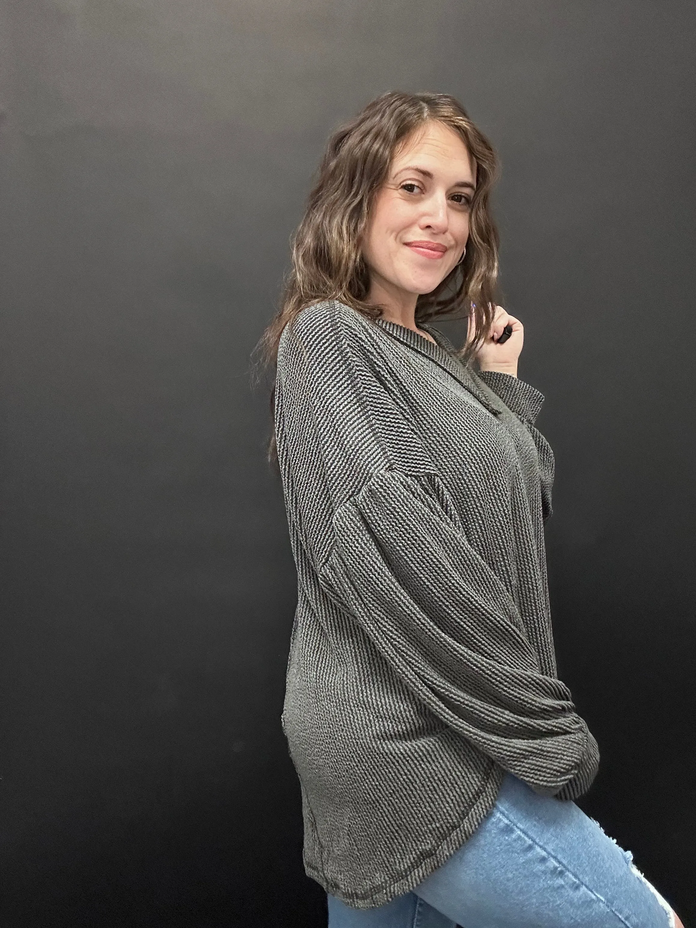 The Stephanie Two Tone Ribbed Top