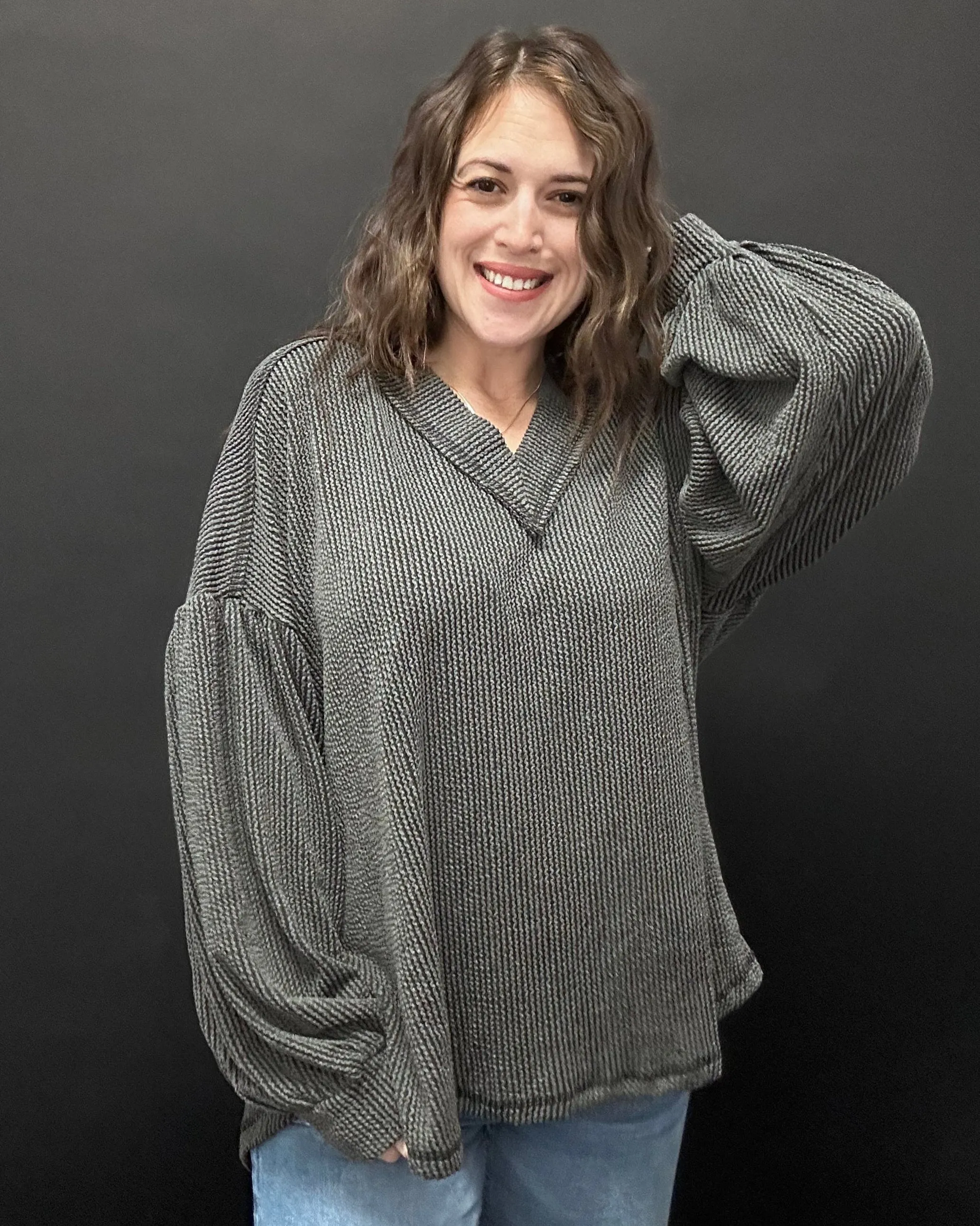 The Stephanie Two Tone Ribbed Top