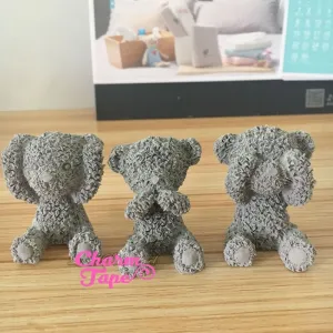 Three Wise Bears silicone mold Food Graded for uv resin /cake/ fondant flexible mold H3895 hear/see/speak no evil