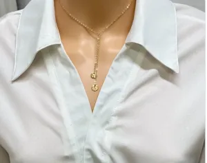 Tiny Glam 2 Gold Disk 14K Gold Necklace