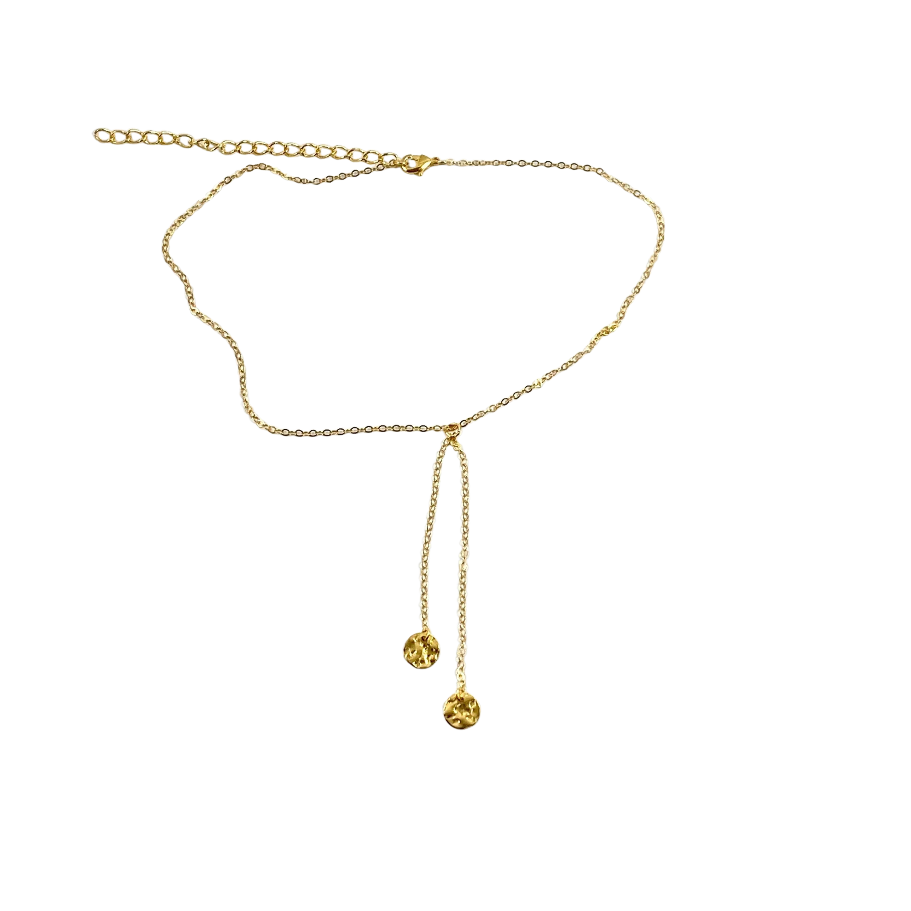 Tiny Glam 2 Gold Disk 14K Gold Necklace