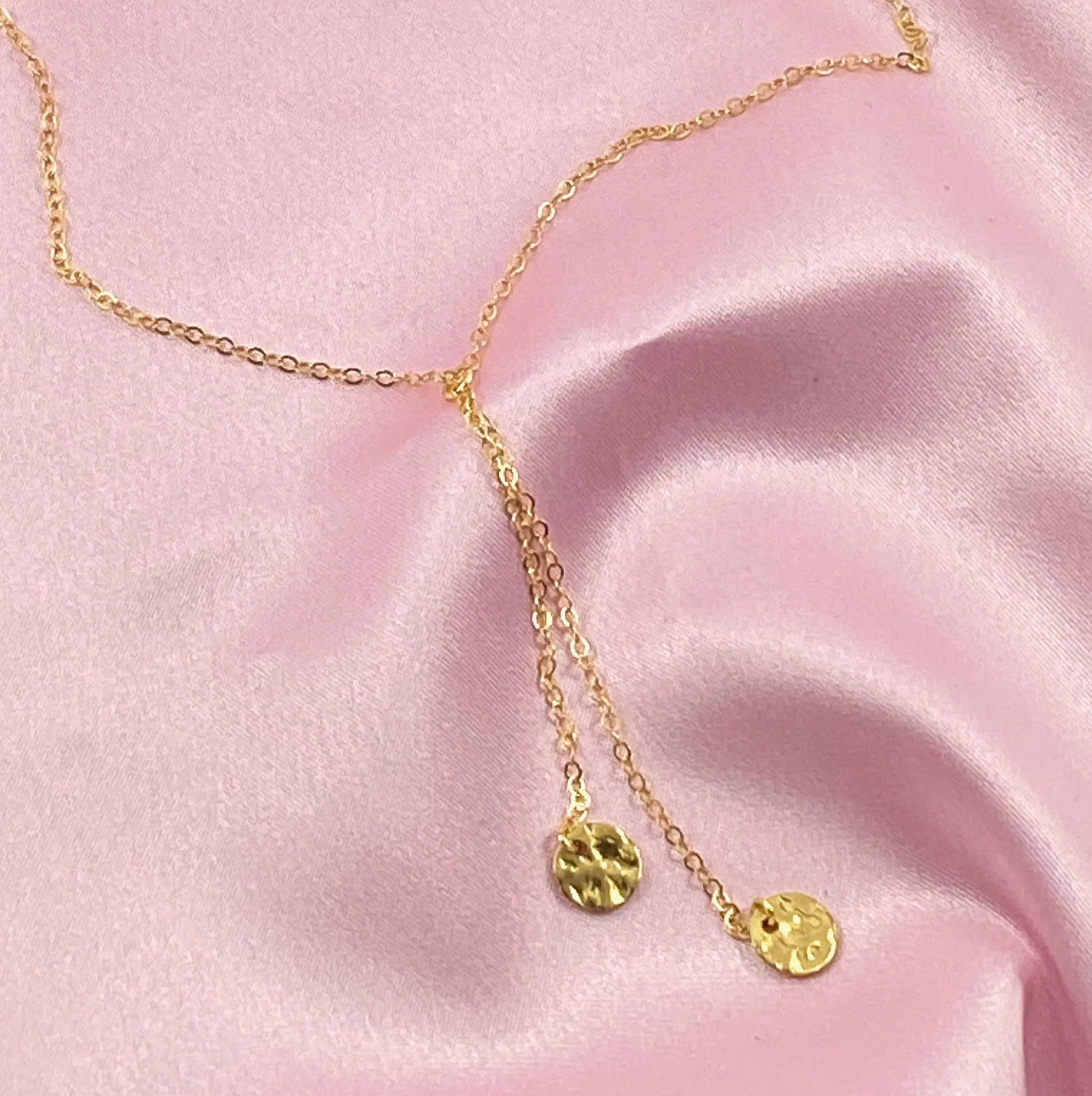 Tiny Glam 2 Gold Disk 14K Gold Necklace