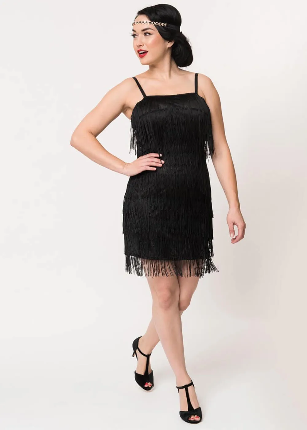 Unique Vintage Speakeasy 20's Flapper Dress Black
