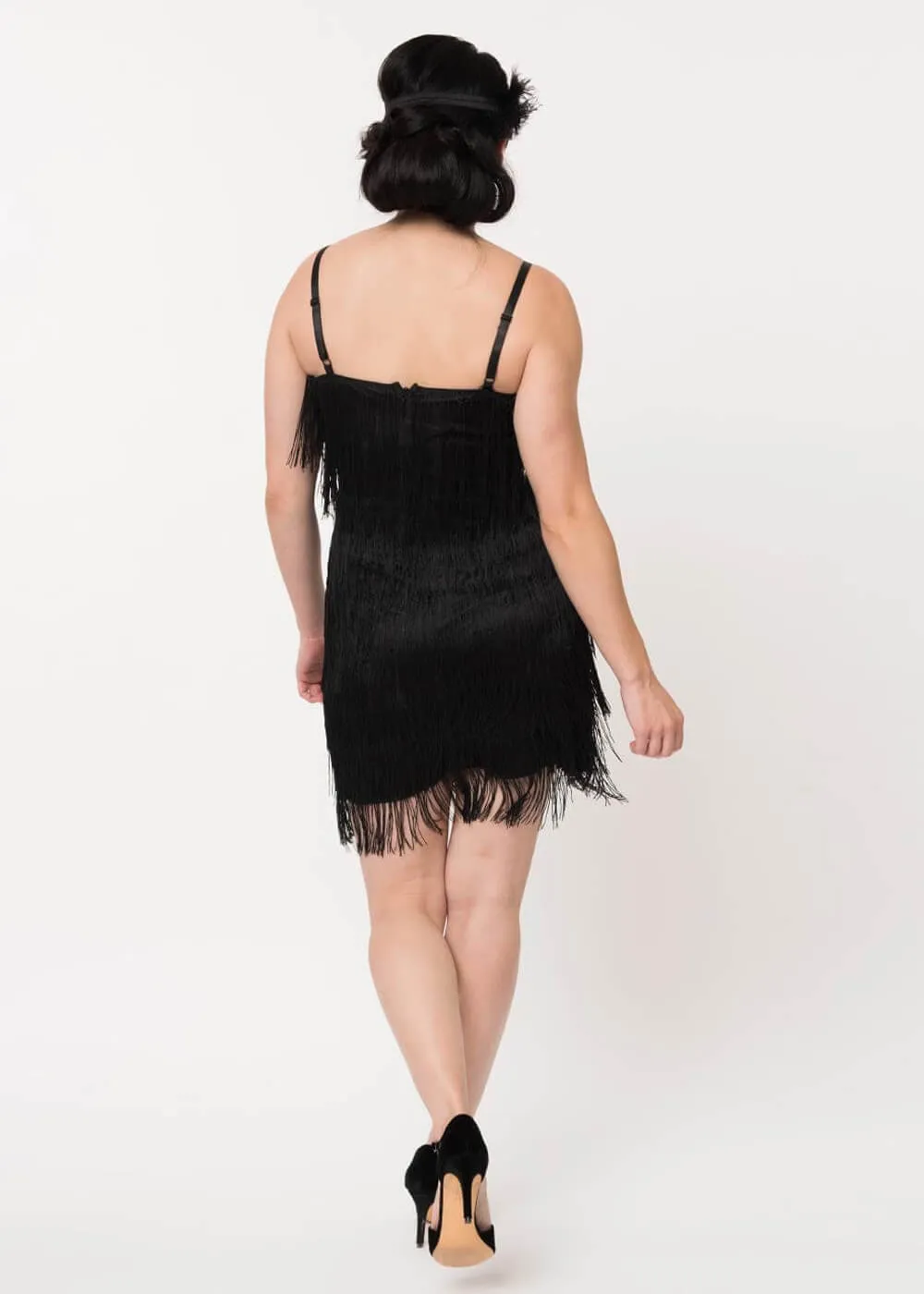 Unique Vintage Speakeasy 20's Flapper Dress Black