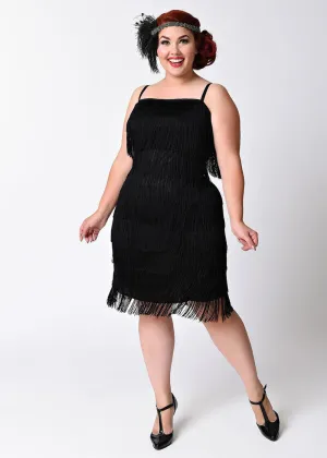 Unique Vintage Speakeasy 20's Flapper Dress Black