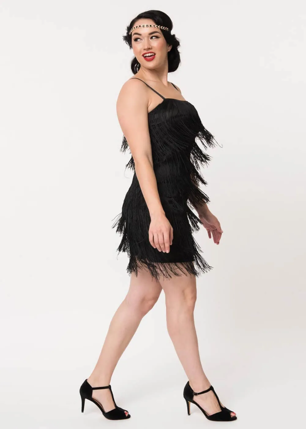 Unique Vintage Speakeasy 20's Flapper Dress Black