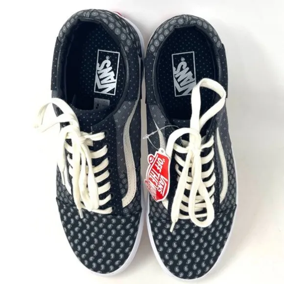 Vans Old Skool Black Womens Size Low Top Skateboarding White Canvas VN0A3WKT9XJ