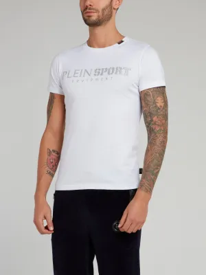 White Logo Scratch Print T-Shirt