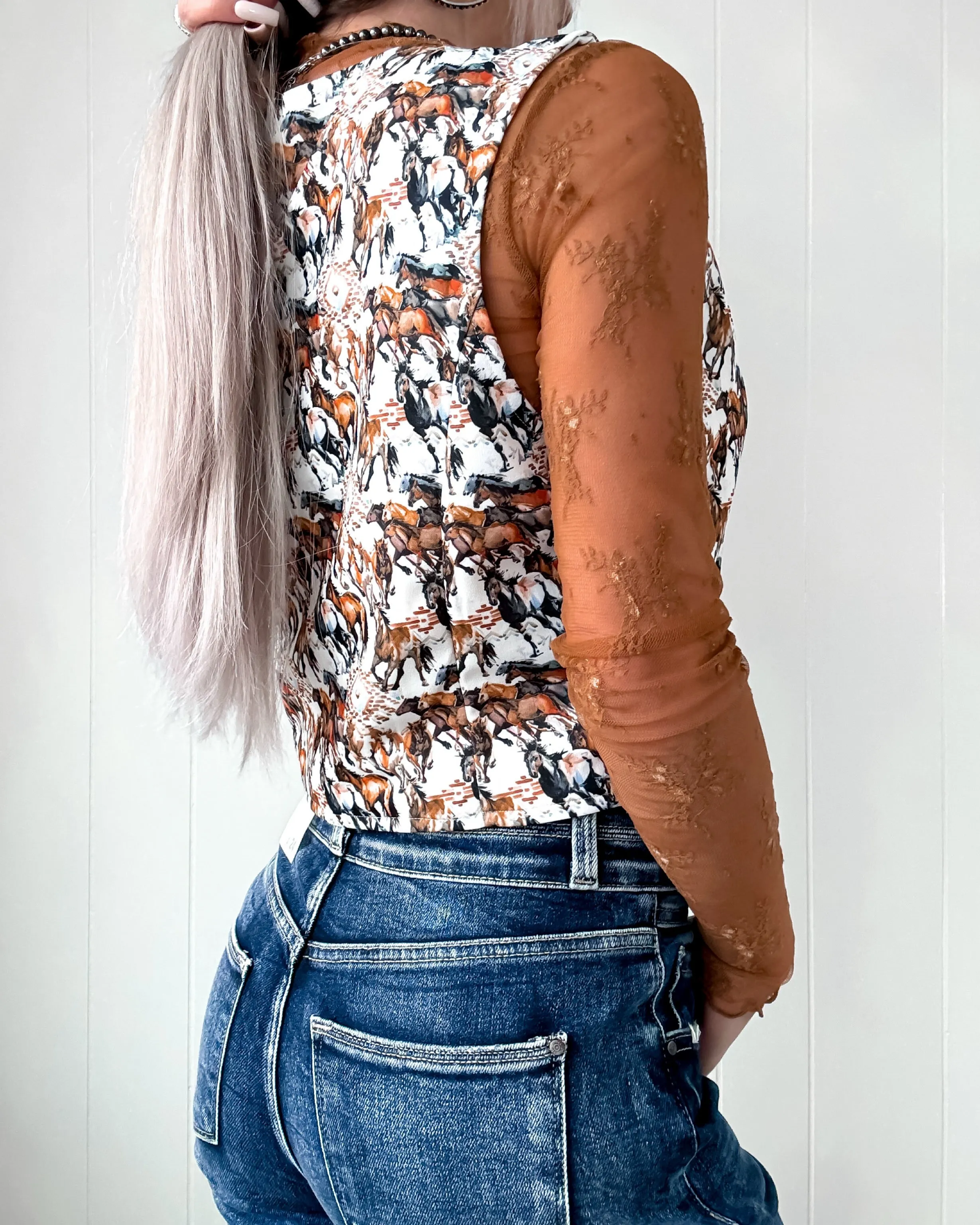 Wild West Front Tie Vest - Ivory