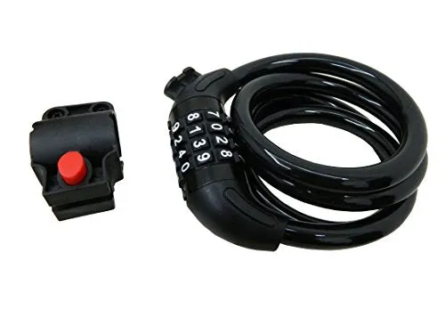 Wintech Combination Lock With Mounting Cycle Holder (Black, Coated Finish)