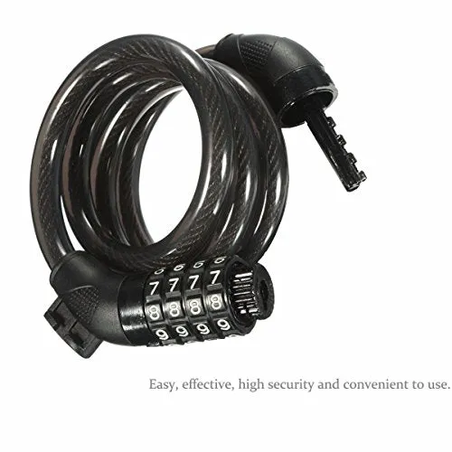 Wintech Combination Lock With Mounting Cycle Holder (Black, Coated Finish)
