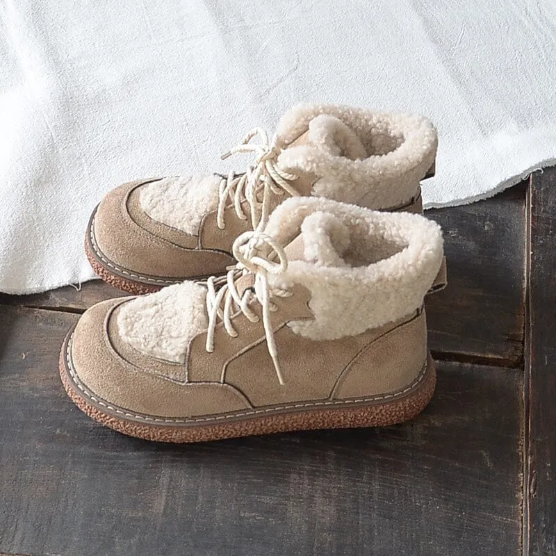 Winter Warm Fleece Lining Lace Up Casual Boots