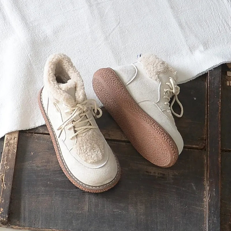 Winter Warm Fleece Lining Lace Up Casual Boots