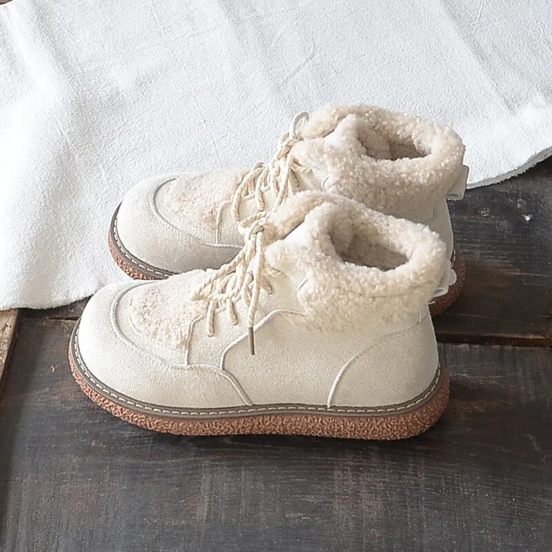 Winter Warm Fleece Lining Lace Up Casual Boots