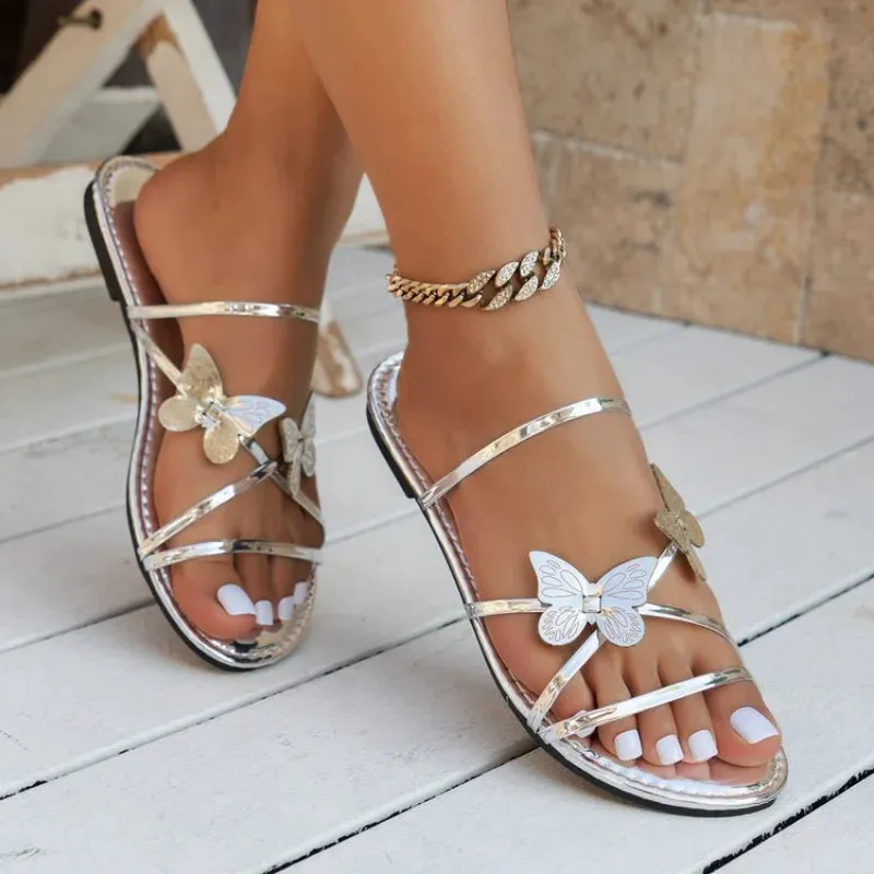 Women Flat Bow Slippers Luxury Flat Shoes Summer Outdoor Flip Flops Sandals Fashion New Dress  Slides