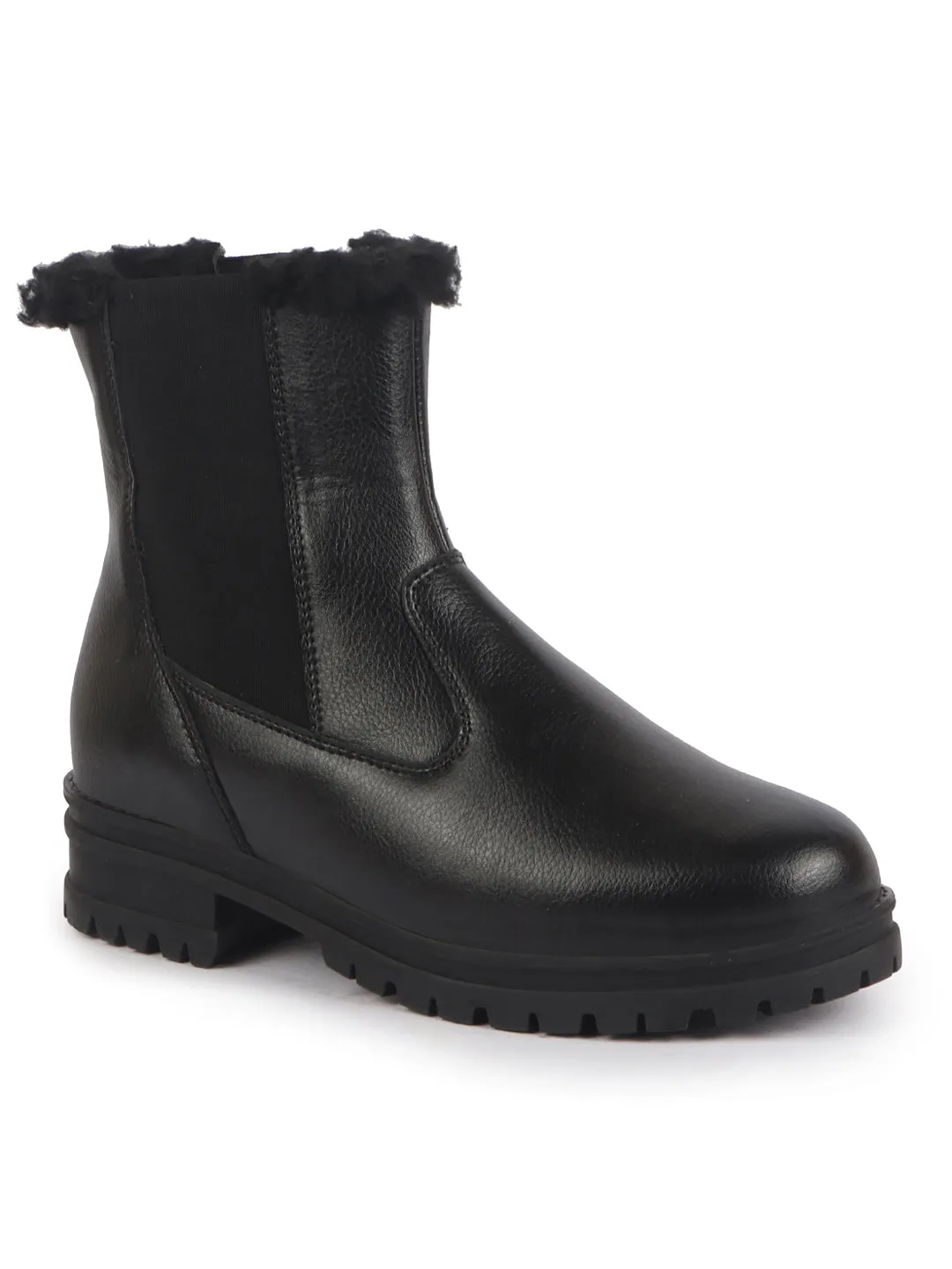 Women High Ankle Slip On Combat Boot Socks Collar Broad Feet Chelsea Trekking Hiking Furr Boots