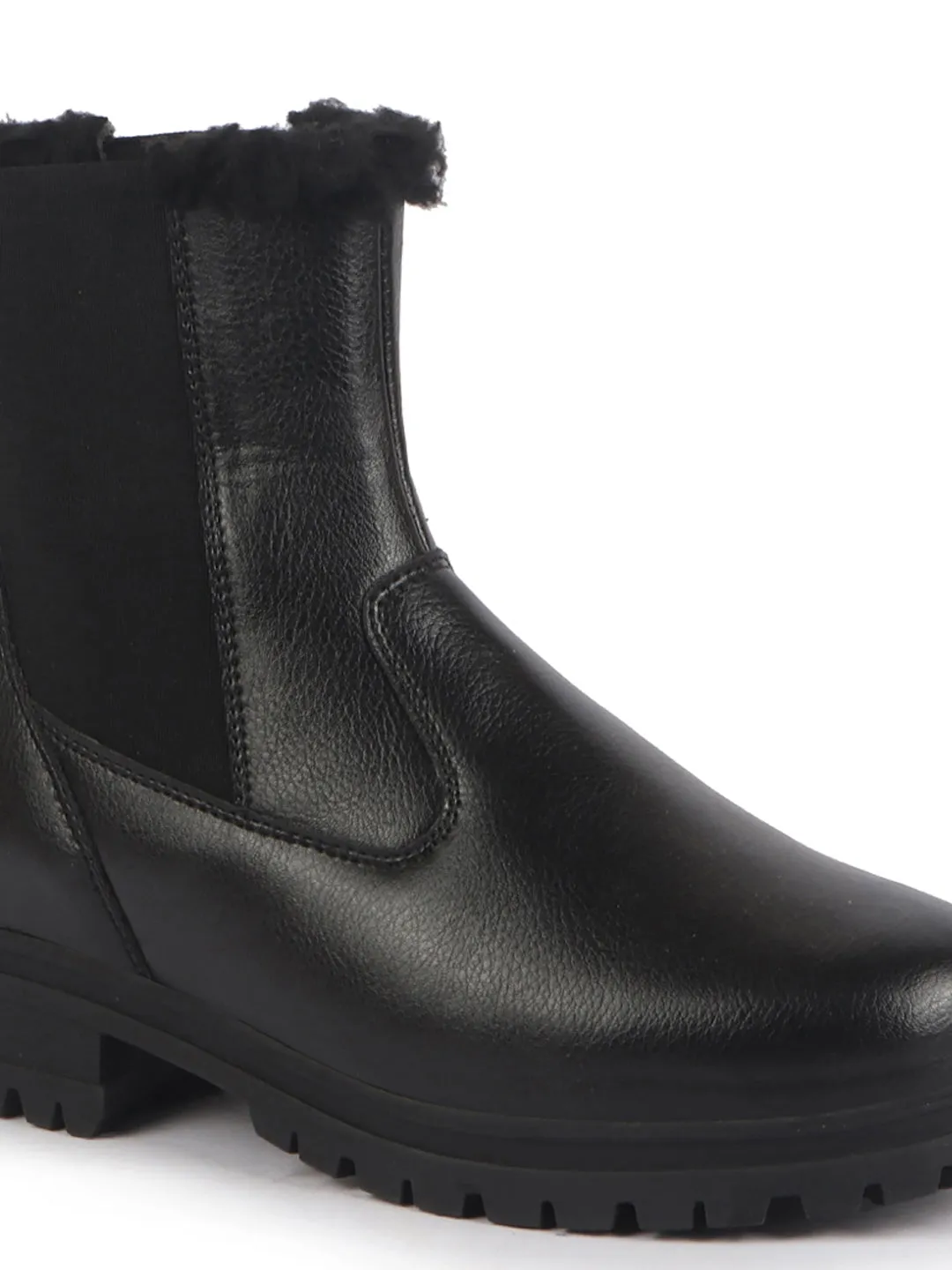 Women High Ankle Slip On Combat Boot Socks Collar Broad Feet Chelsea Trekking Hiking Furr Boots