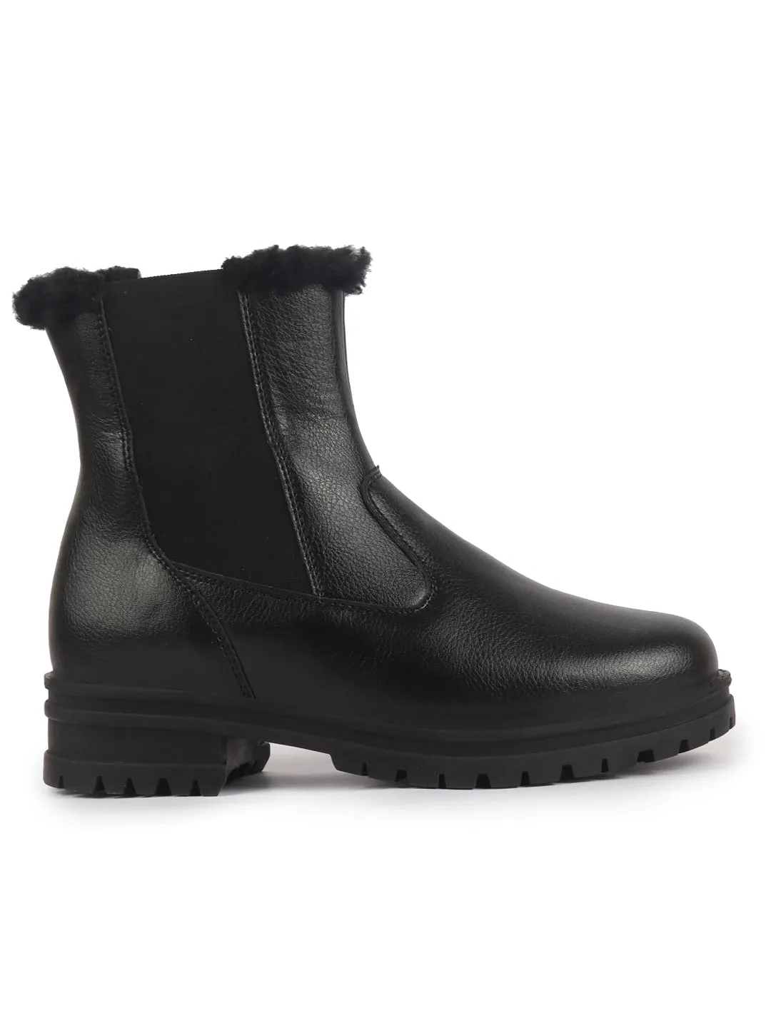 Women High Ankle Slip On Combat Boot Socks Collar Broad Feet Chelsea Trekking Hiking Furr Boots