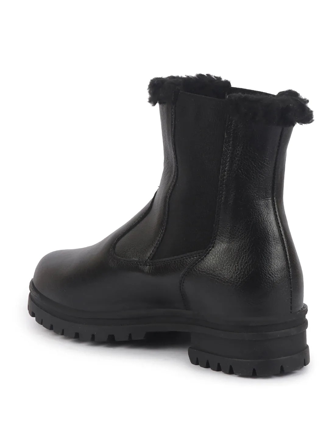 Women High Ankle Slip On Combat Boot Socks Collar Broad Feet Chelsea Trekking Hiking Furr Boots