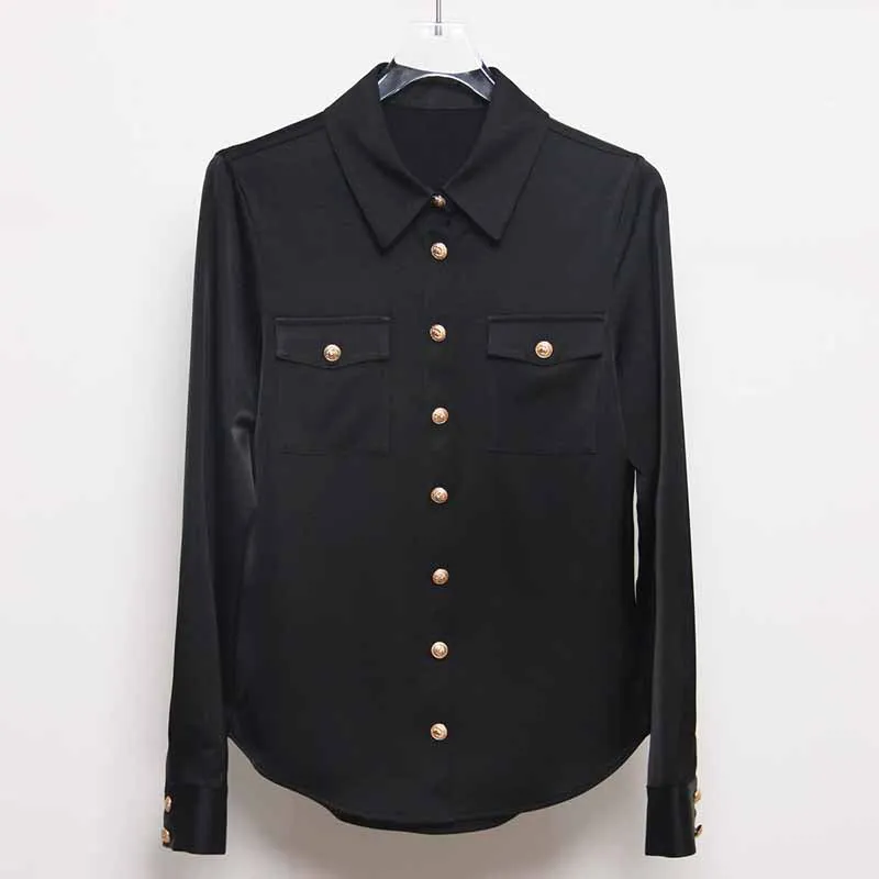 Women Long Sleeve Soft Shirt Casual Satin Blouse Loose Shirt