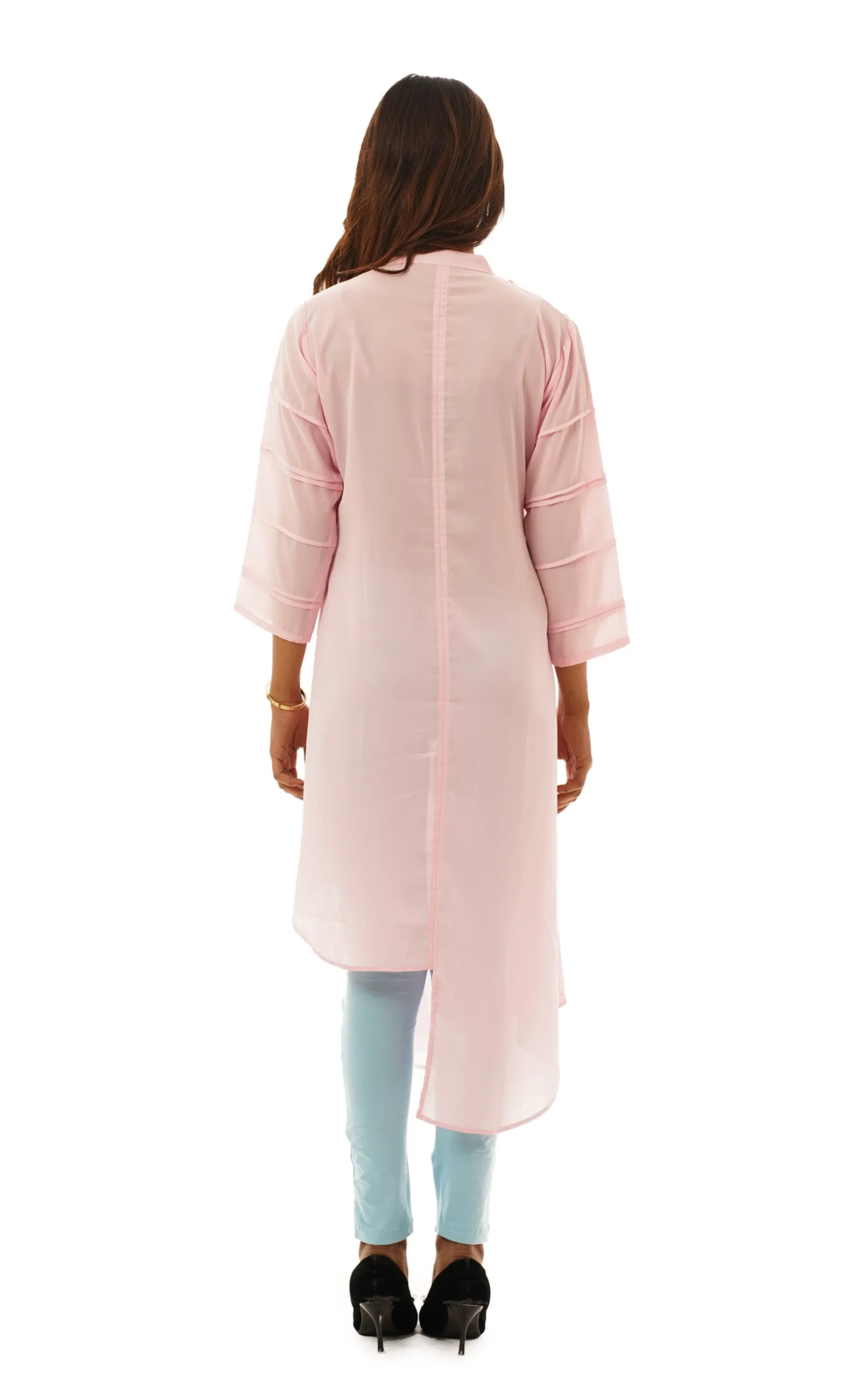 Women Rose Pink Embroidered Kurti