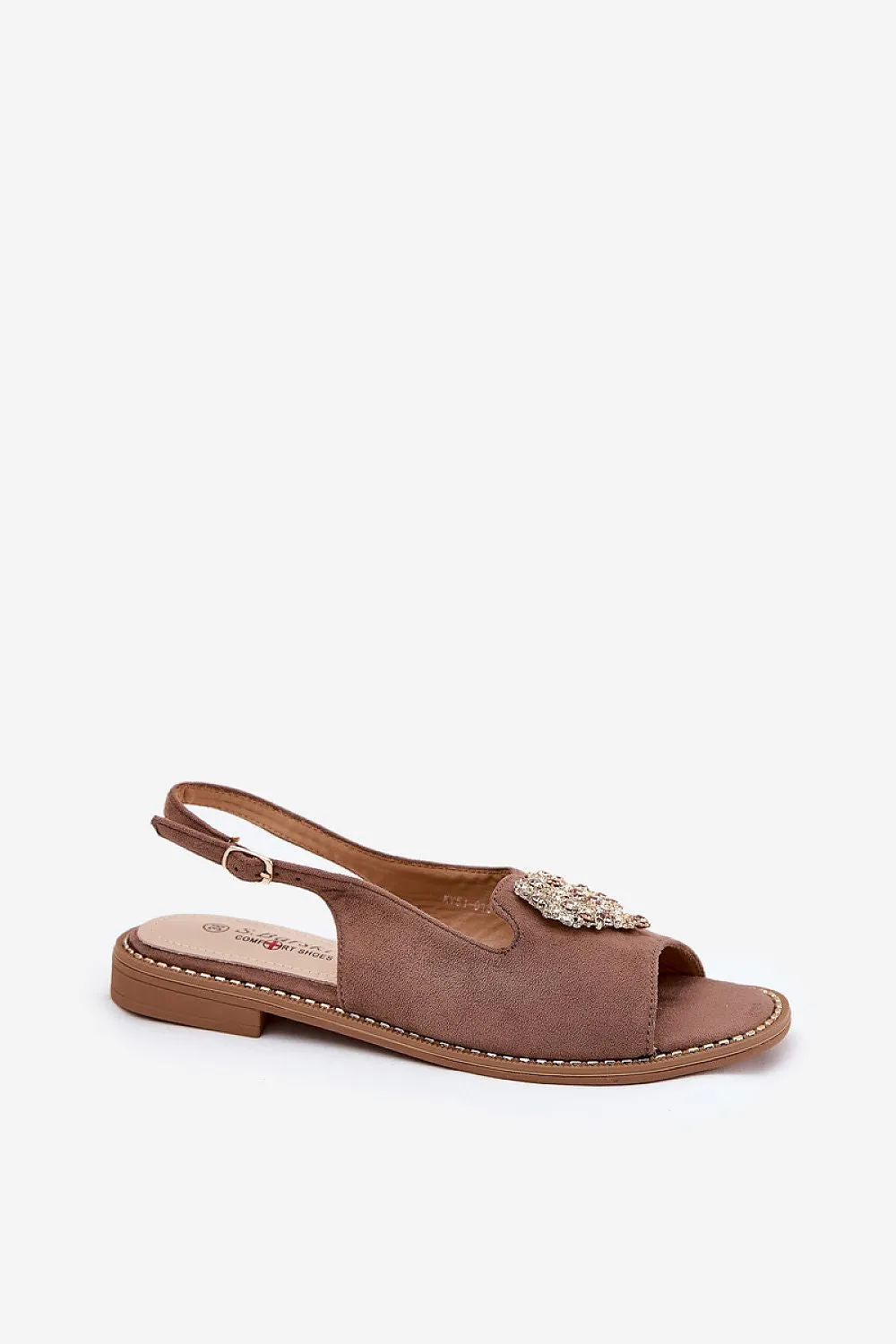 Women's flat heel decorative heart sandals