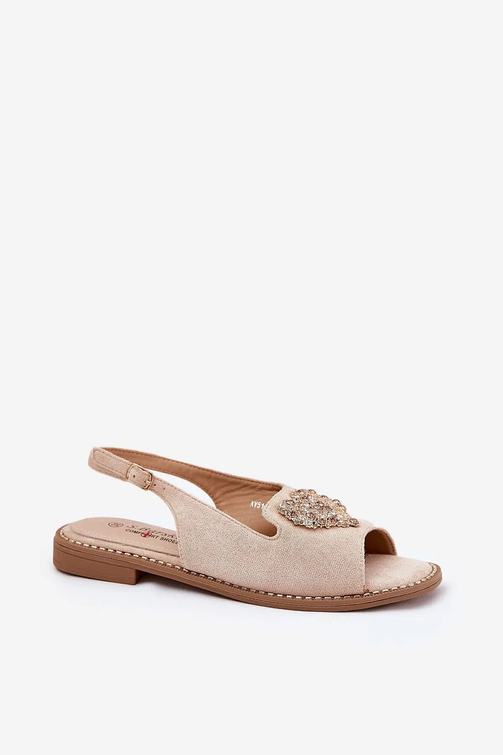 Women's flat heel decorative heart sandals